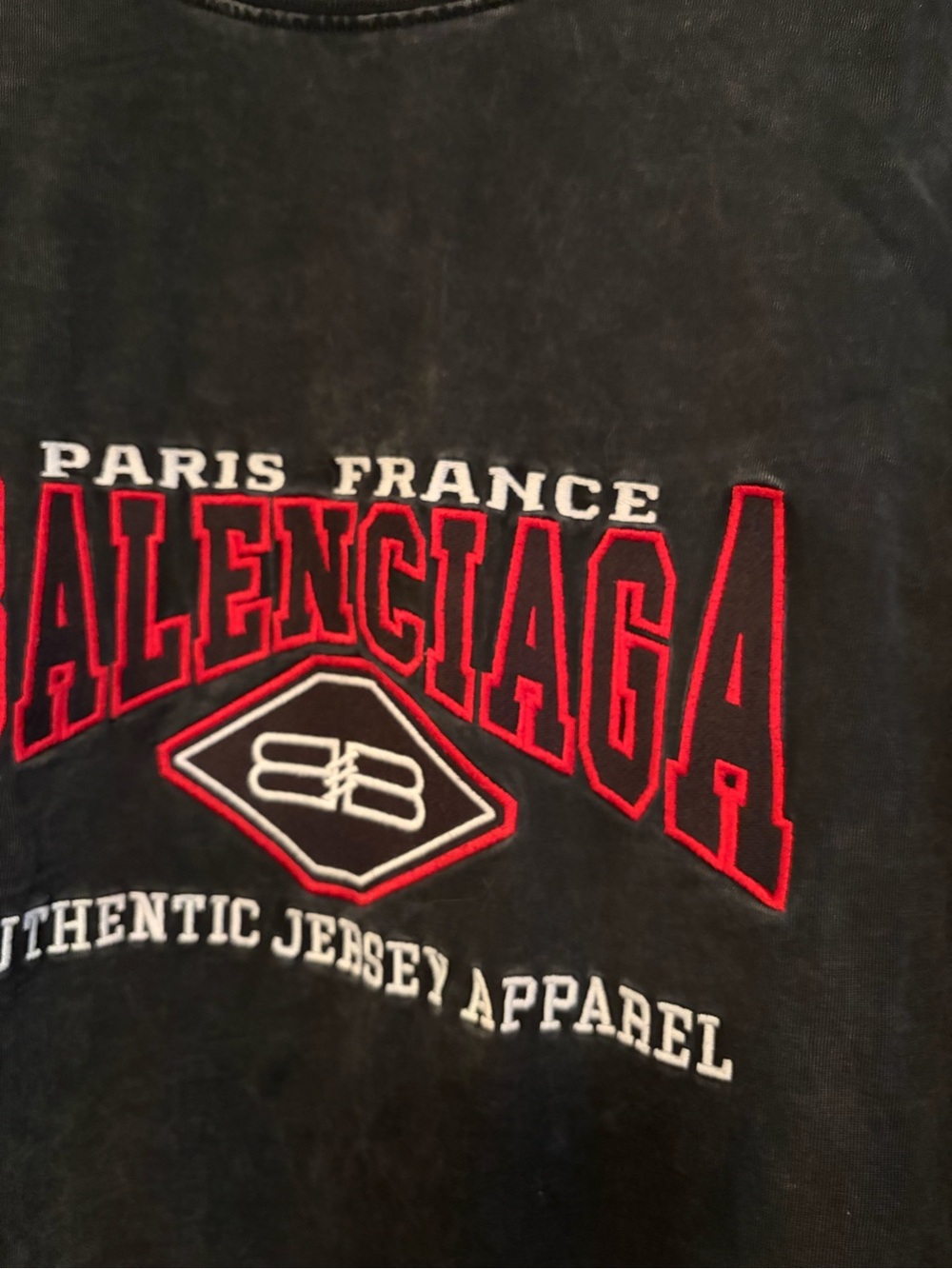 Balenciaga Black Tee with Red Logo Embroidery - Picture 2 of 6
